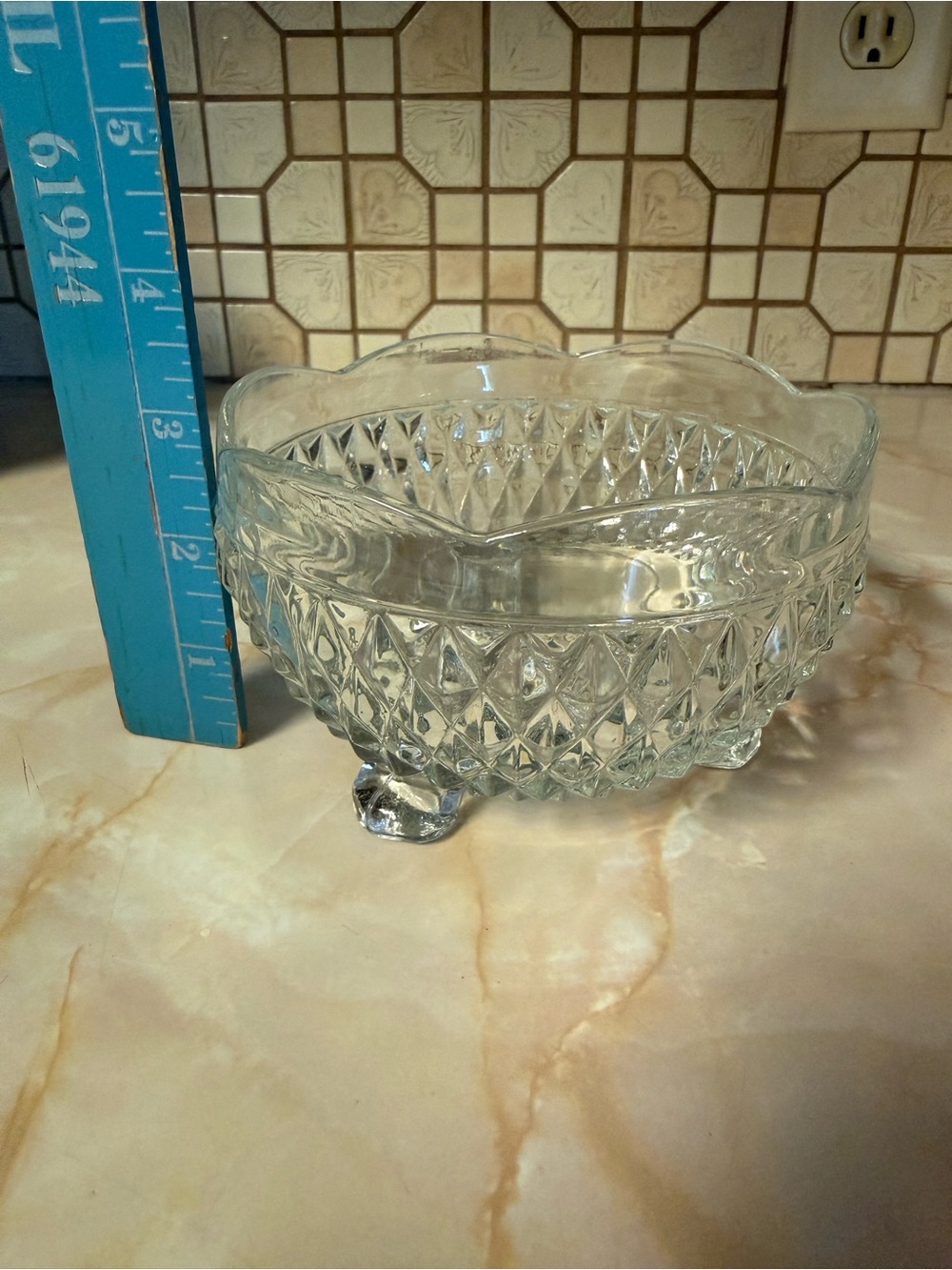 Indiana Glass Clear Diamond-Cut Footed Vanity Tray